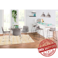 Lumisource DT-TW-AU3232 SV Austin 32" Dining Table in Clear Brushed Silver Finish
